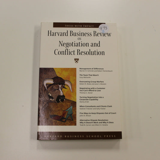 IDEAS WITH IMPACT HARVARD BUSINESS REVIEW ON NEGOTIATION AND CONFLICT RESOLUTION